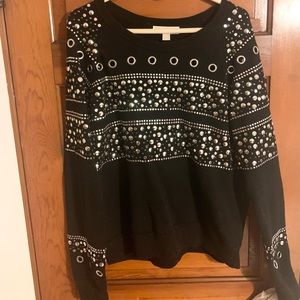 Michael Kors Studs & Grommet Embellished Knit Sweater Size Large